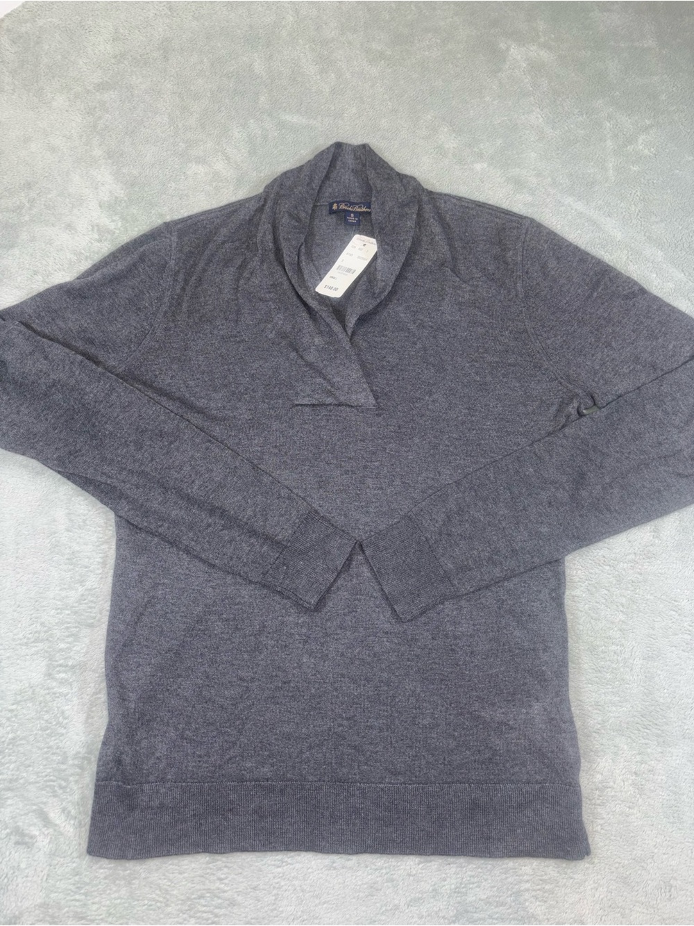 NWT Brooks Brothers Silk Cashmere Crossover Cowl Neck Sweater Small Charcoal Gra